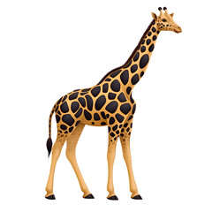 Obraz premium A colorful cartoon illustration of a giraffe standing gracefully.