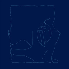 Human eye anatomy with skull contour, side view. Vector illustration