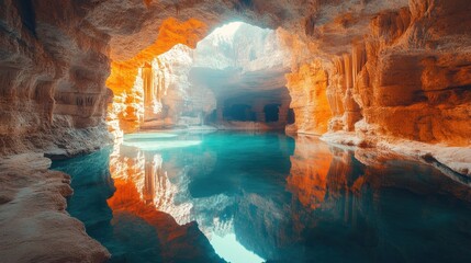 Enchanted Cave Pool: A Serene Underwater Reflection