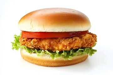 Fried chicken sandwich on a white background