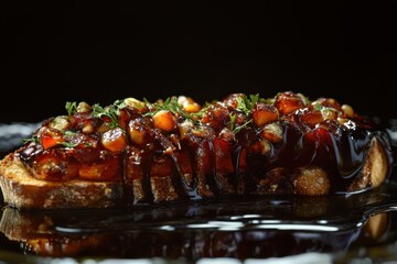 Delicious Gourmet Bruschetta Topped With Sweet Glaze