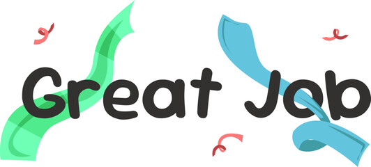Great Job Text with Colorful Decorative Elements