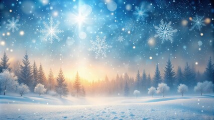 Fototapeta premium Softly Falling Snowflakes on a Peaceful Landscape, tranquility, nature, tranquility, nature