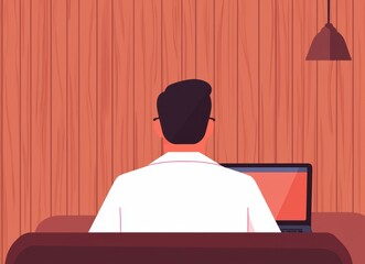 Person Working at a Computer in a Modern Office Environment