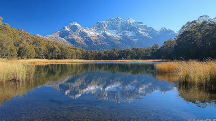 Fototapeta premium Majestic Mountain Reflection in a Tranquil Lake