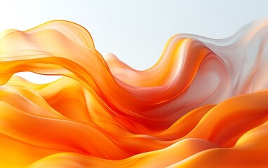 Fototapeta premium Abstract orange and white flowing fabric waves.