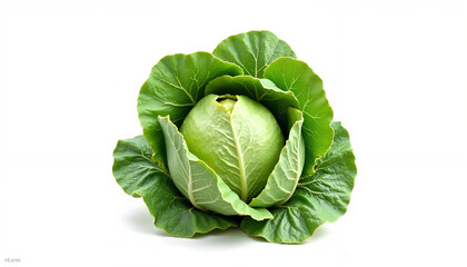 Obraz premium Fresh green cabbage on a white background, copy space, trend, the best