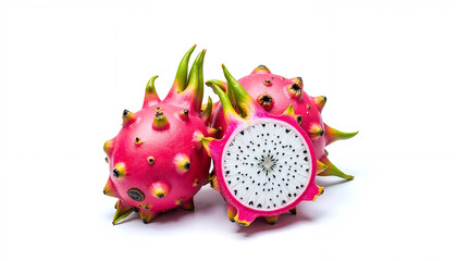 Obraz premium Fresh pitaya (dragon fruit) on a white background, copy space, trend, the best