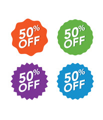 Discount Offer Price Multicolor Label stock illustration