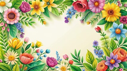 Obraz premium Colorful hand-drawn typography poster with flowers and greenery