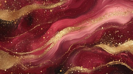 Obraz premium Abstract Red And Gold Swirling Marble Design