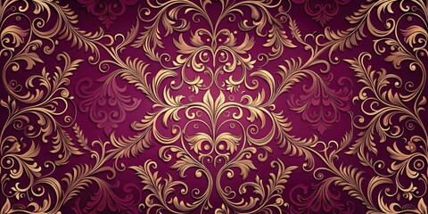 Rich plum-colored background with intricate patterns of swirling shapes and organic curves , decorative wall art, elegant atmosphere