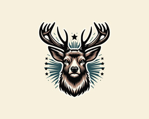 Deer logo vector template. Deer head logo icon vector illustration. Deer logo design for t-shirts