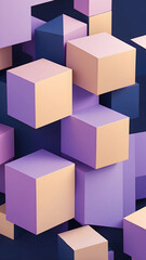 Obraz premium Abstract cubic minimalist background with sharp geometric blocks, mix of Lavender, Navy Blue, Champagne