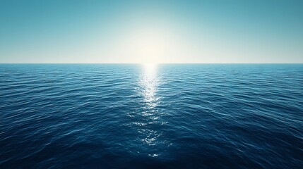 Fototapeta premium Serene Ocean Surface With Bright Sunlight Reflection