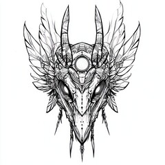 Obraz premium Intricate Dragon Mask Design With Wings