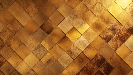 Beautiful diagonal arrangement of luxurious gold tiles, representing elegance and opulence in contemporary decor.