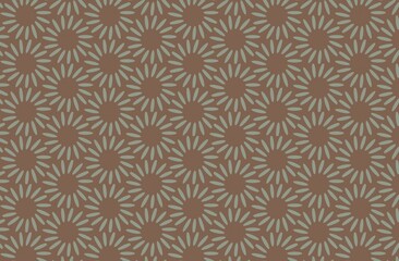 A brown and green floral patterned background with a white circle in the middle