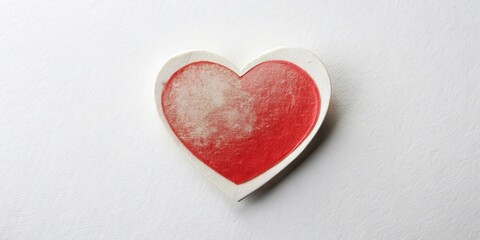 Fototapeta premium Heart shaped sticker on a white surface with slight scratches and wear