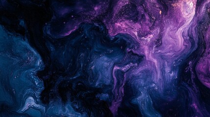 Abstract Purple and Blue Swirling Paint Galaxy