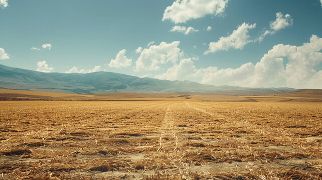 Degraded Agricultural Fields from Excessive Use: Barren fields depleted from intensive farming and chemical exposure, showcasing soil degradation.