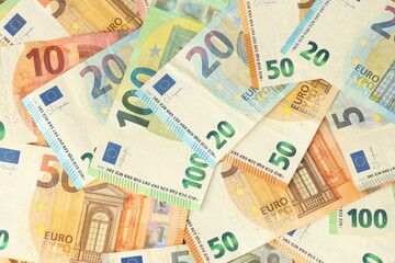 Very big amount of official european currency euro money bills