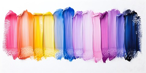 Naklejka premium Vibrant rainbow paint strokes on white background.