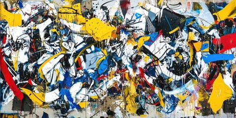 Painting with a lot of colors and splatters