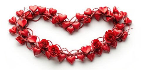 Obraz premium Red hearts intertwined like floral garland, affection link, love unity symbol