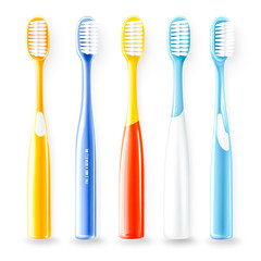 Set of toothbrushes with toothpaste, cut out isolated on white backround