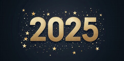 Naklejka premium Happy new 2025 year background with golden elements. Holiday winter greeting banner