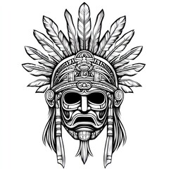 Obraz premium Ornate Native American Mask with Feather Headdress