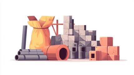 Various Construction Materials and Supplies Displayed