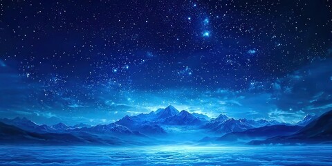 Beautiful blue sky with mountains in the background