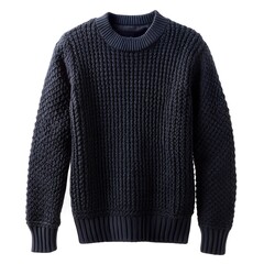 Fototapeta premium Front view of a knitted black sweater on a white background.