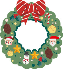 christmas wreath with a bow and decorations