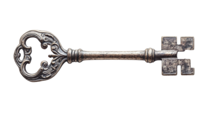 Vintage key, transparent background