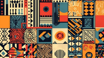 Abstract geometric pattern with ethnic motifs. (3)