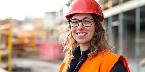 Structural engineer standing confidently in a construction zone, overseeing building progress