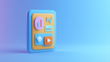 Obraz premium Colorful app icons on a vibrant background representing digital tools.