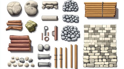 Organized Construction Materials Vector Set