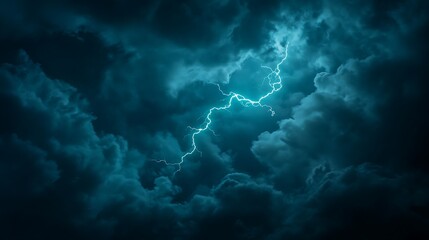 Naklejka premium Dramatic Lightning Striking Through Dark Storm Clouds Creating an Intense Atmosphere