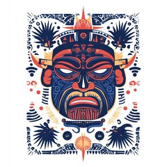 Obraz premium Ornate Tribal Mask with Symbolic Design Elements