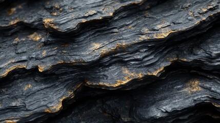 Dark Grey Rock Formation With Golden Accents