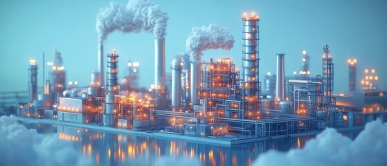 Fototapeta premium Carbon capture process using CCUS, capturing carbon dioxide from industrial emissions, sustainable environmental technology, reducing pollution, ecofriendly carbon storage solution