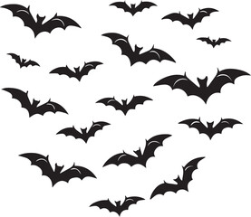 Bat vector Design black silhouette Collection set