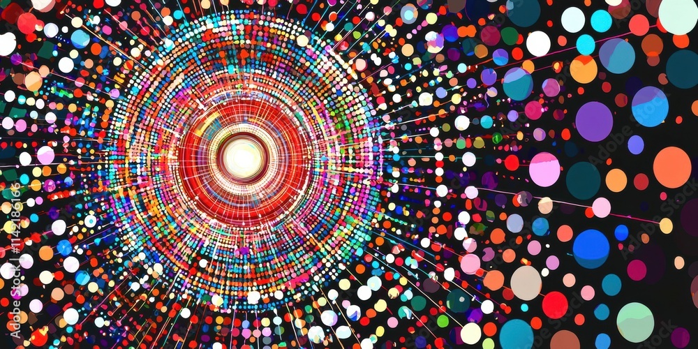 Poster Colorful image of a circle with many different colored dots