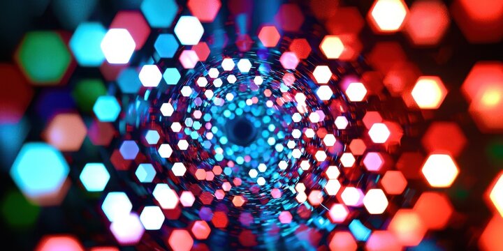 Spiral of colorful hexagons