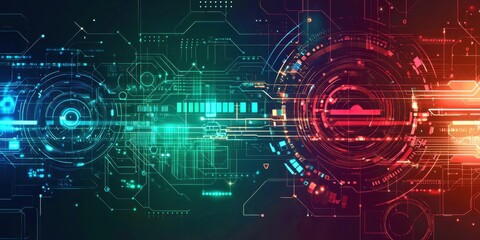 Obraz premium Colorful image of a computer circuit board with many different colored circles