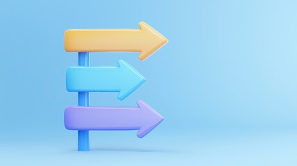 Colorful directional arrows on a blue background indicating choices.